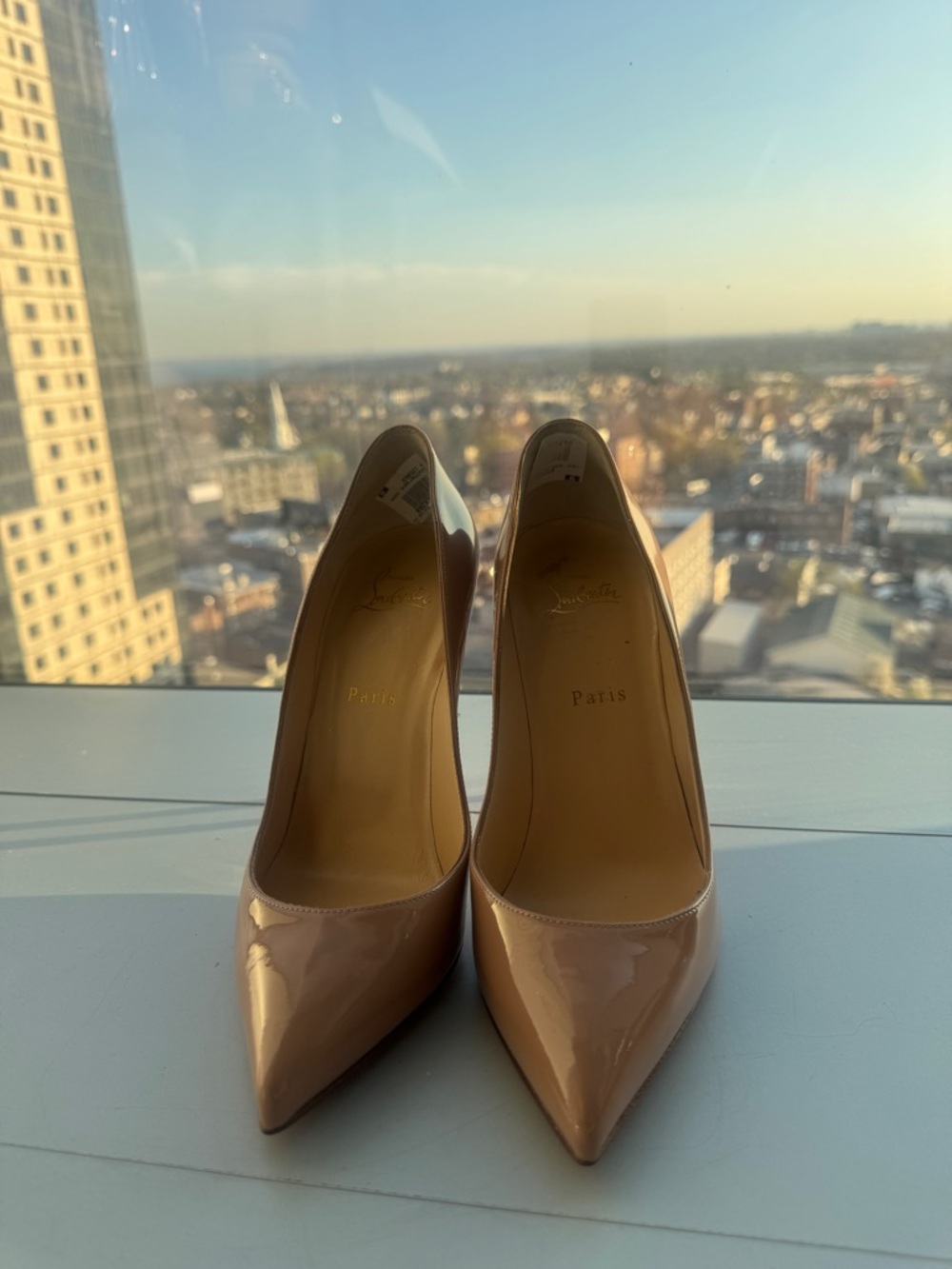 Christian Louboutin Pigalle 100 Nude Patent Pumps
